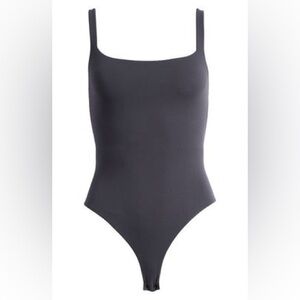 Skims Fits Everybody Square Neck Bodysuit in Graphite